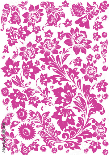 background with traditional pink flowers