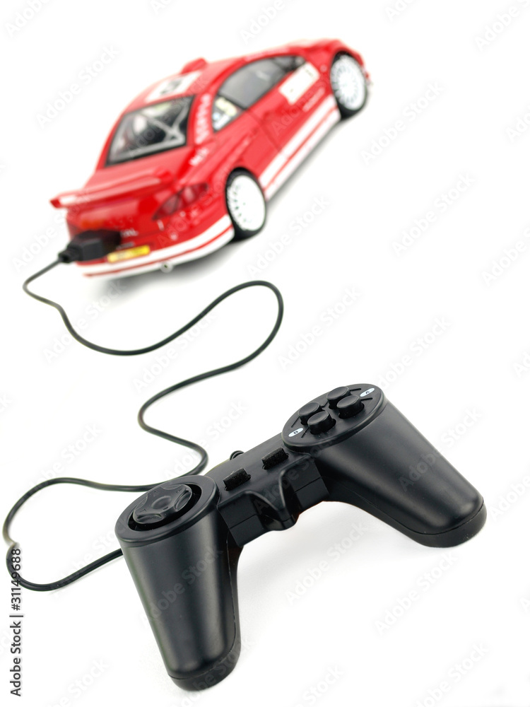 Car connected to a video game controller Car connected to a video game controller