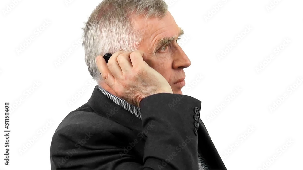businessman talking on his mobile phone. Isolated on white businessman talking on his mobile phone. Isolated on white