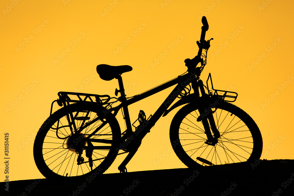 Obraz premium Bicycle Silhouette Sunset