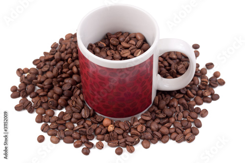 coffee beans in a circle on a white background