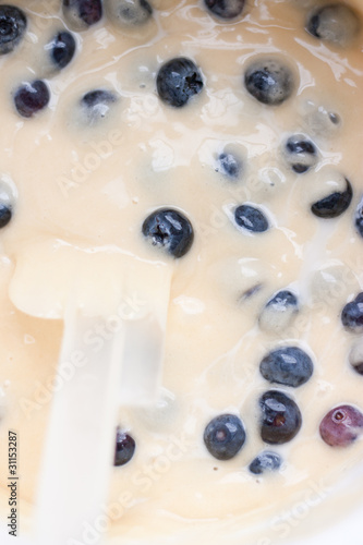 Blueberries in batter