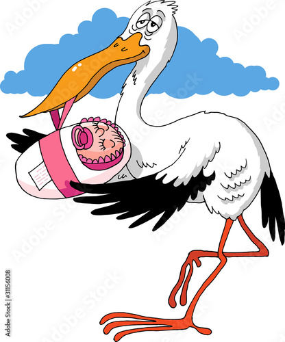 stork and baby