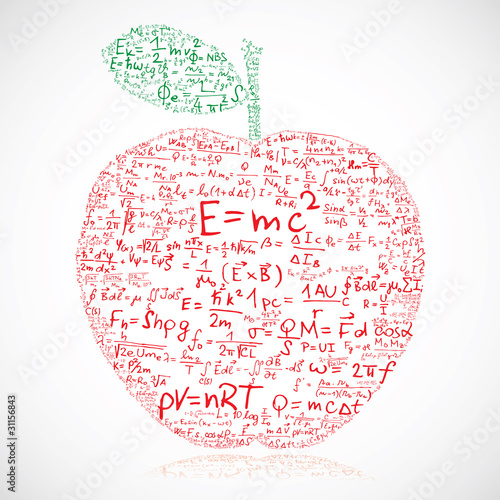 Apple made of equations and formulas - vector illustration