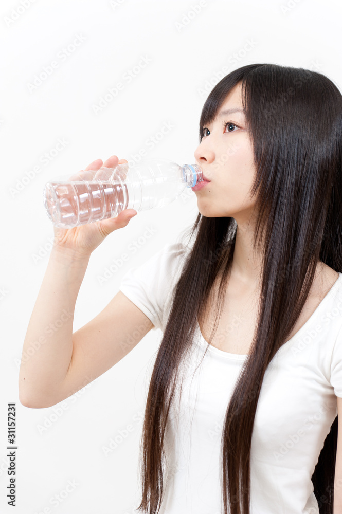 asian beautiful woman with pure bottle water asian beautiful woman with pure bottle water