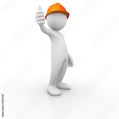 Construction worker thumb up signal