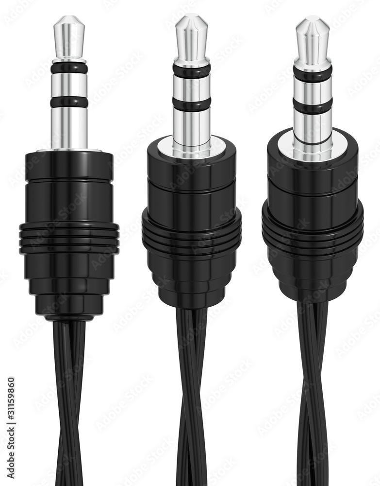 Input audio connector. Set of 3 viewpoints. 3d Input audio connector. Set of 3 viewpoints. 3d