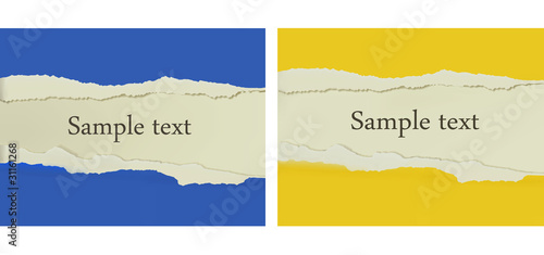Two ripped colored paper backgrounds. Vector illustration