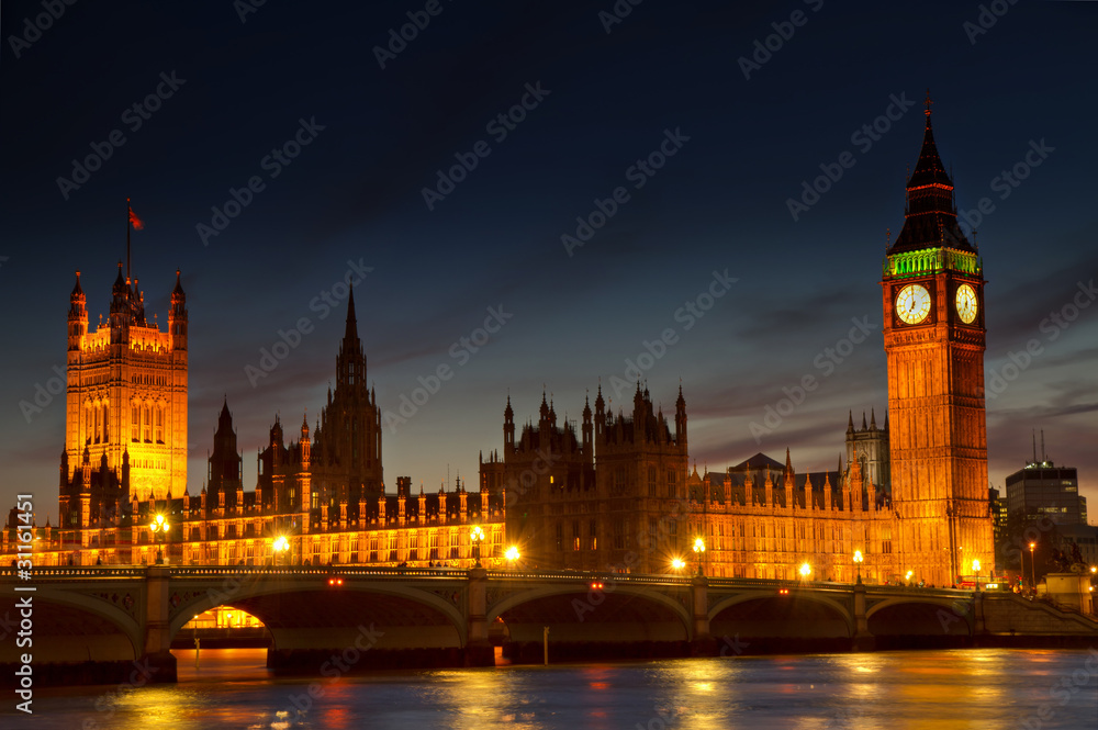 Illuminated Houses of Parliament