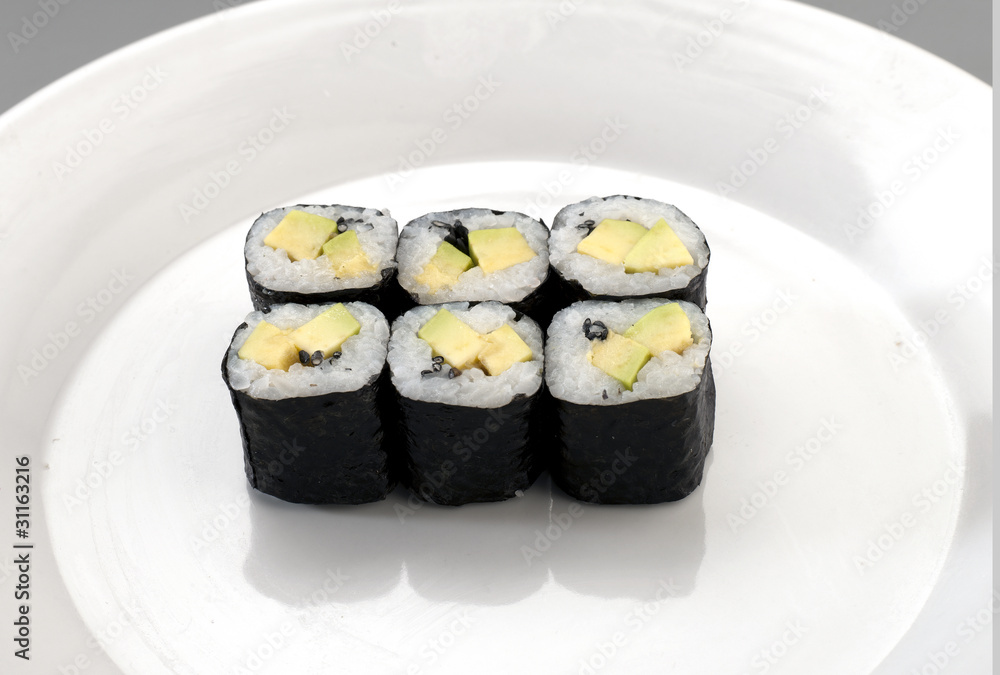 six appetizer sushi with avocado six appetizer sushi with avocado