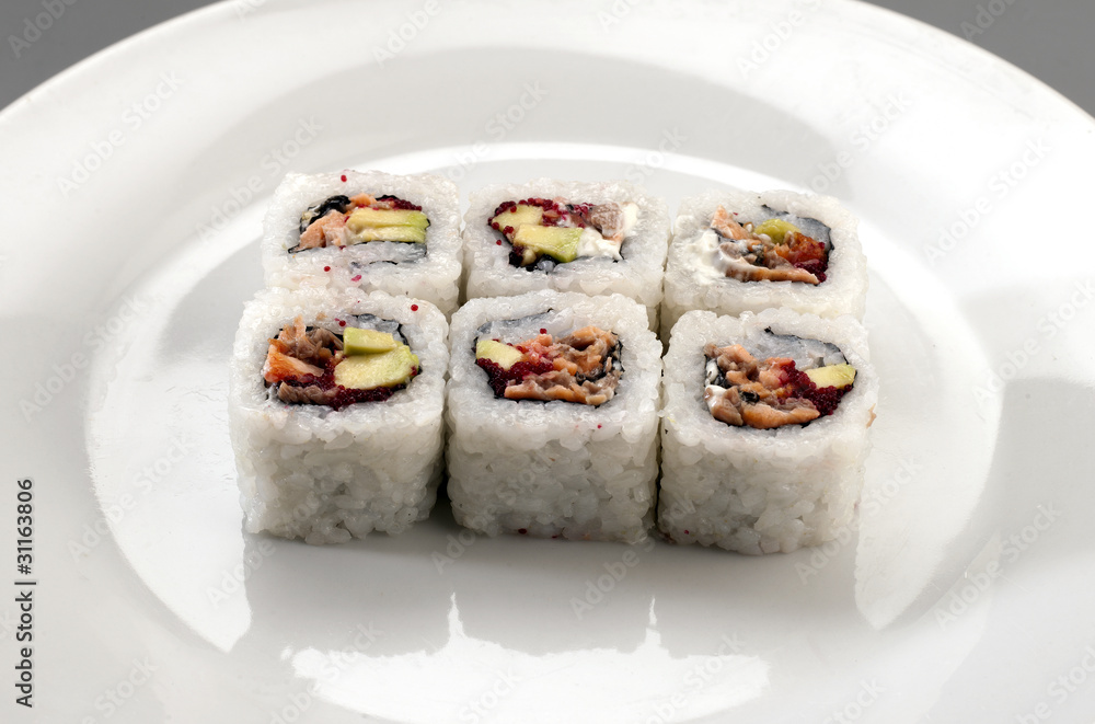 six appetizer sushi
