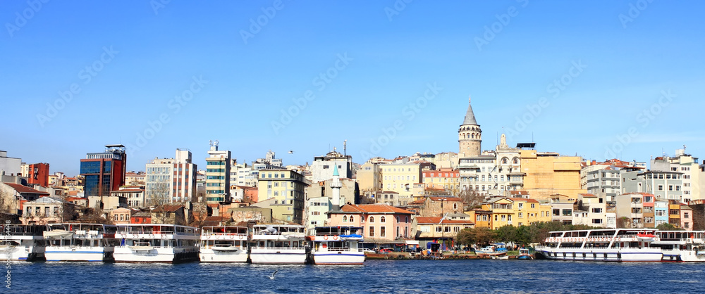 Istanbul Galata Tower in panoramic view