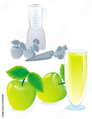 juice from green apple with blender