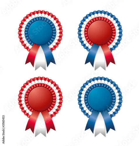 Red white blue rosette with ribbon