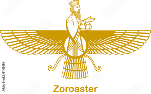 Vector Zoroaster compound path (no outlines paths) in gold