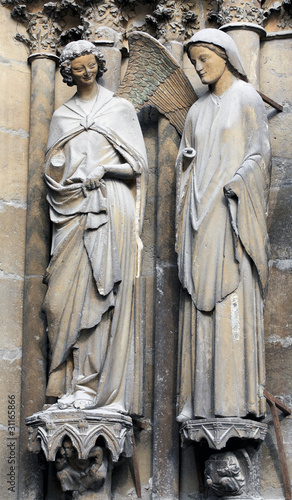 Canvas-taulu The smiling angel of Reims gothic cathedral