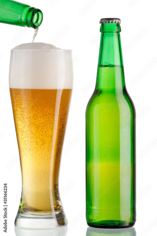 Goblet and bottle of beer Goblet and bottle of beer