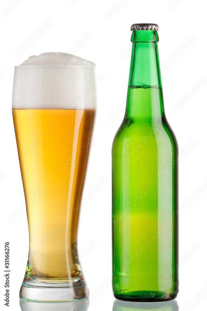 Goblet and bottle of beer Goblet and bottle of beer