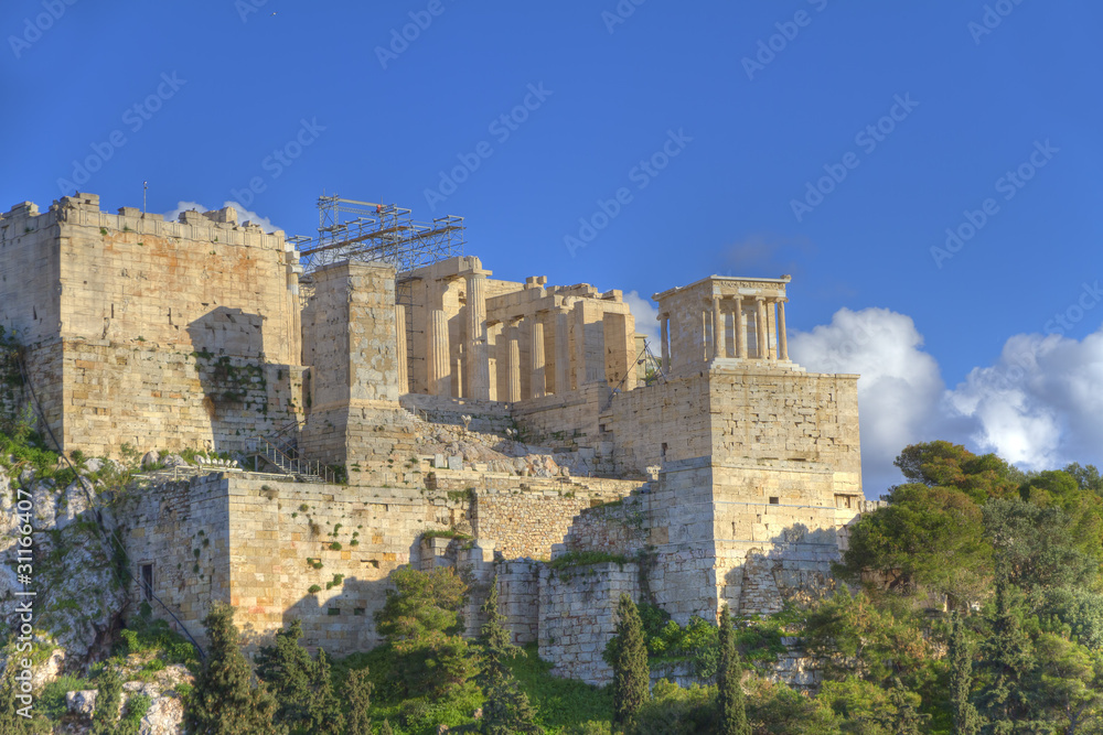Acropolis in Athens,Greece as seen from Aeropagus (Hill of Ares)