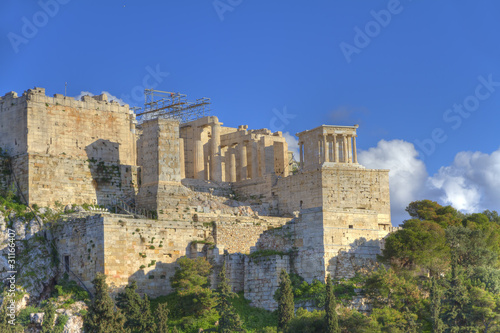 Acropolis in Athens Greece as seen from Aeropagus  Hill of Ares 