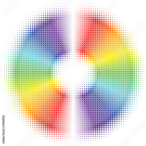 Halftone, rainbow disc. Vektor EPS version 8.