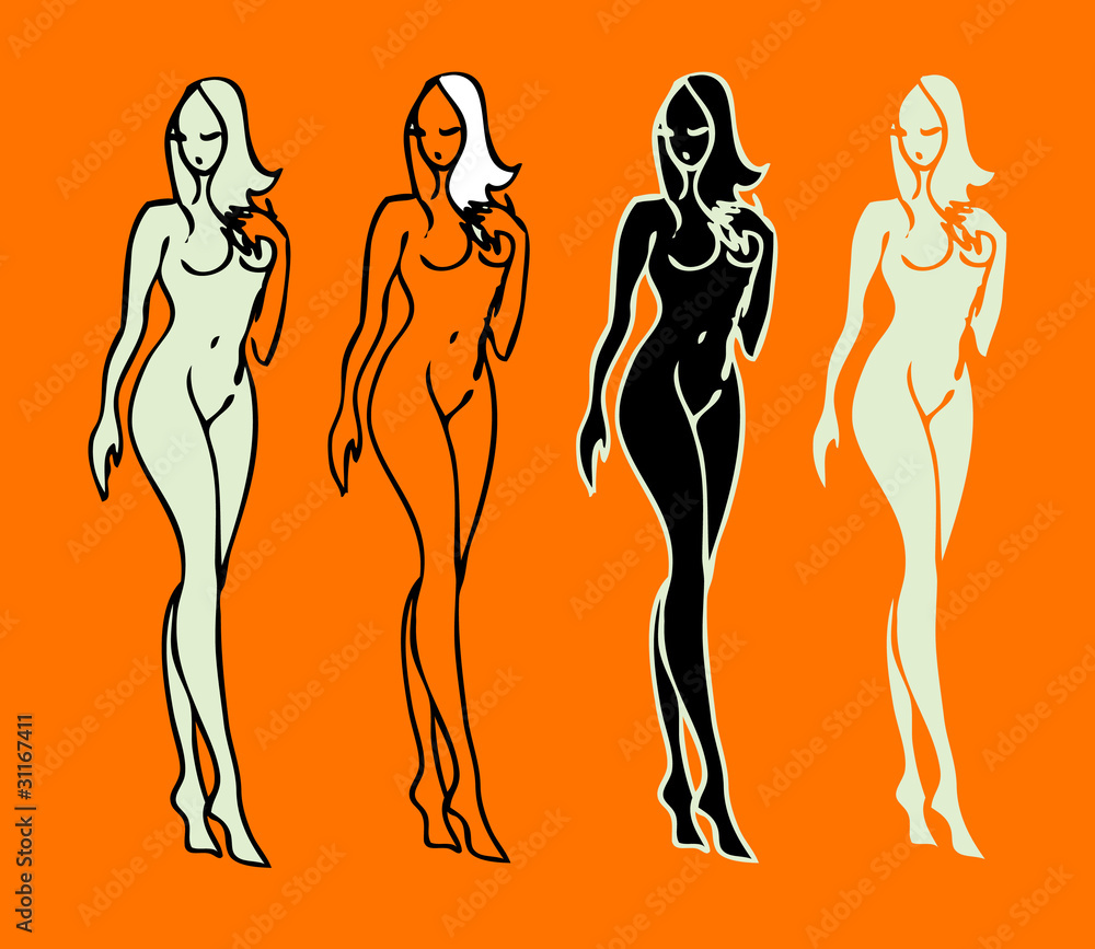 beautiful nude woman silhouettes vector sketch emblems beautiful nude woman silhouettes vector sketch emblems