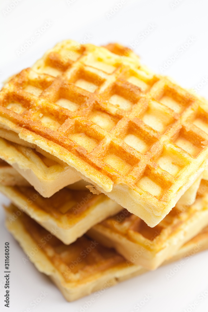 delicious Belgian waffles is isolated on white delicious Belgian waffles is isolated on white