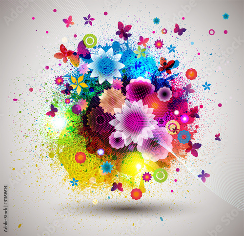 Grunge floral Background.