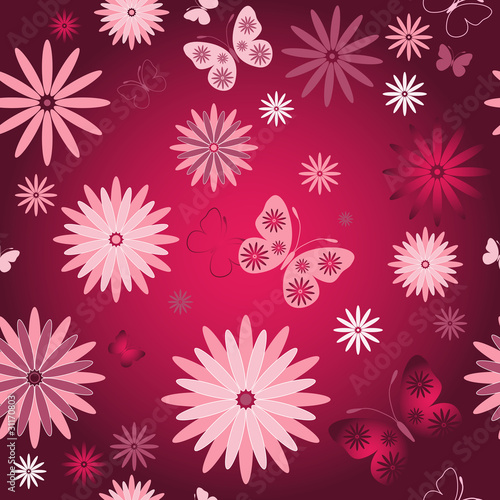 Red seamless floral  wallpaper