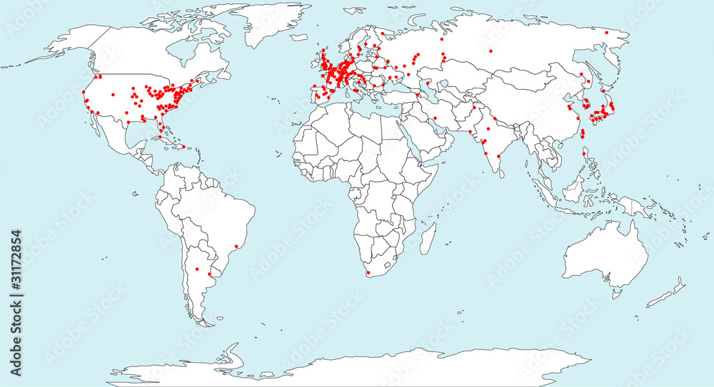Obraz premium vector map of world NPS location