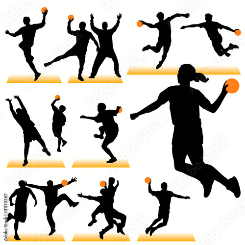 Handball silhouettes set