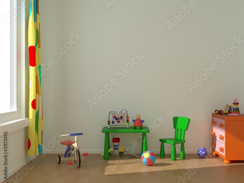 Child room with green furniture