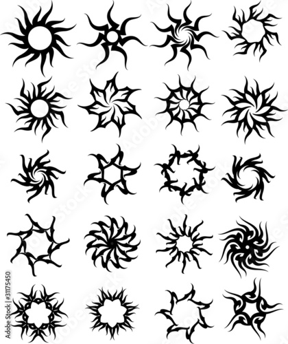 Tribal Tattoo Set Sun