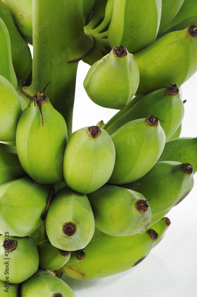 close up of green bananas