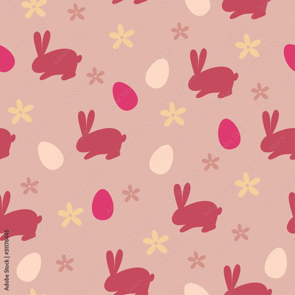 Seamless wallpaper with rabbit and egg Seamless wallpaper with rabbit and egg