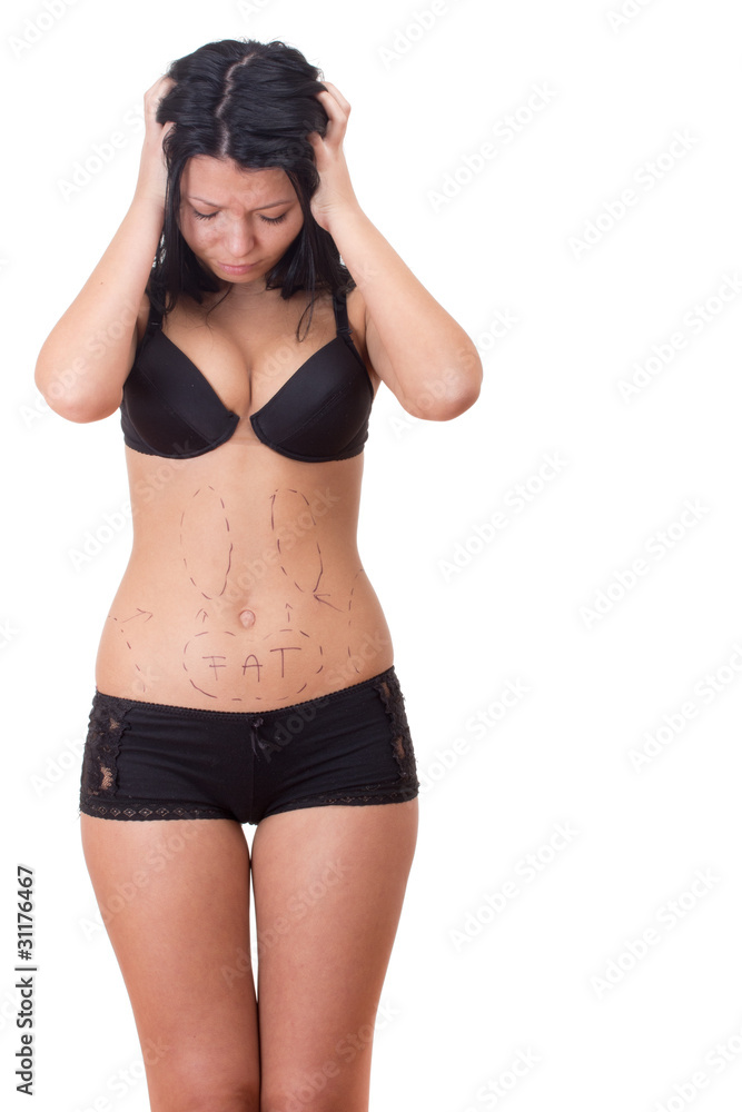 Fototapeta premium Girl stressed before plastic surgery