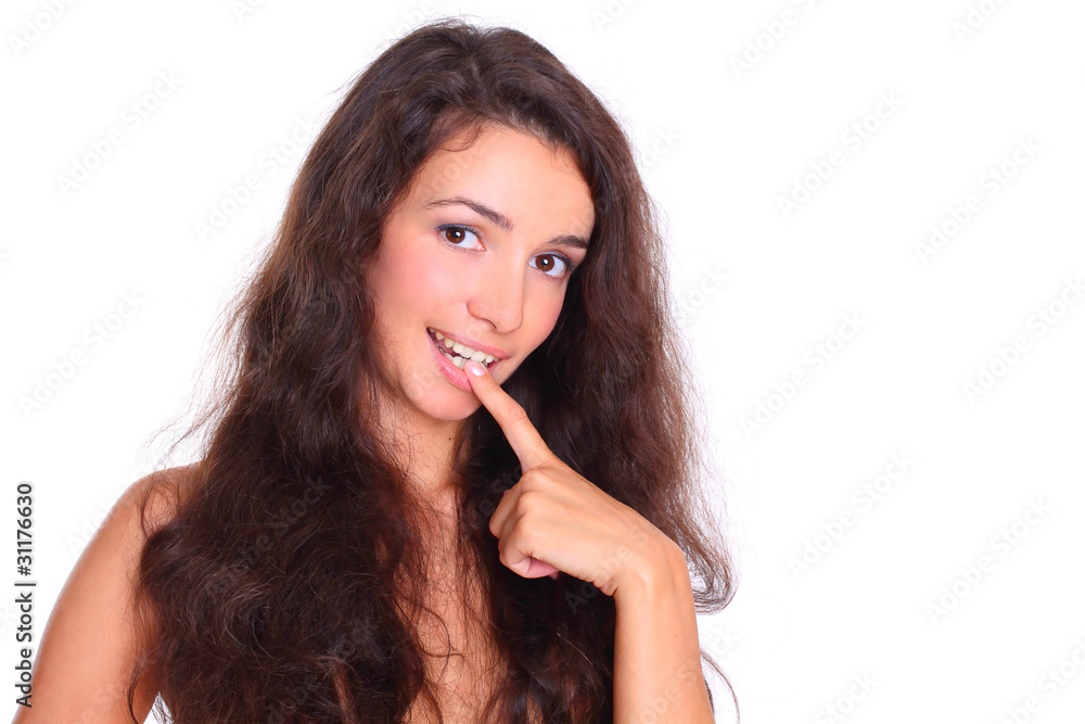 Sexy woman with long hair isolated on white Sexy woman with long hair isolated on white