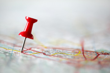 Pushpin on map