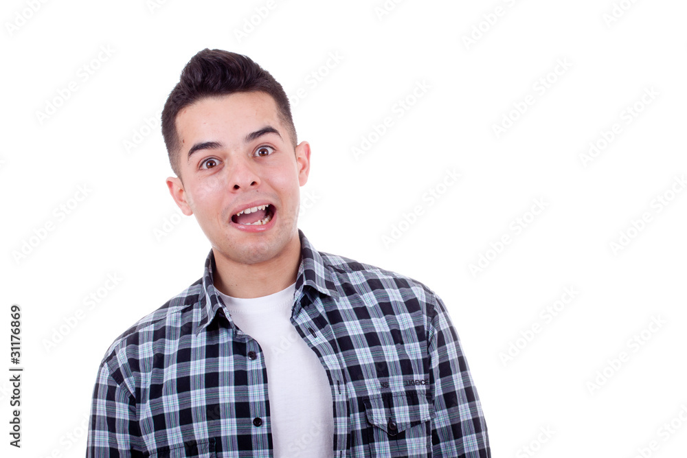 Portrait of a handsome young man, over white background