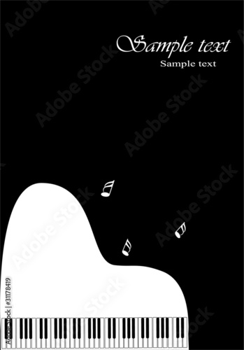 vector abstract background with musical notes and piano