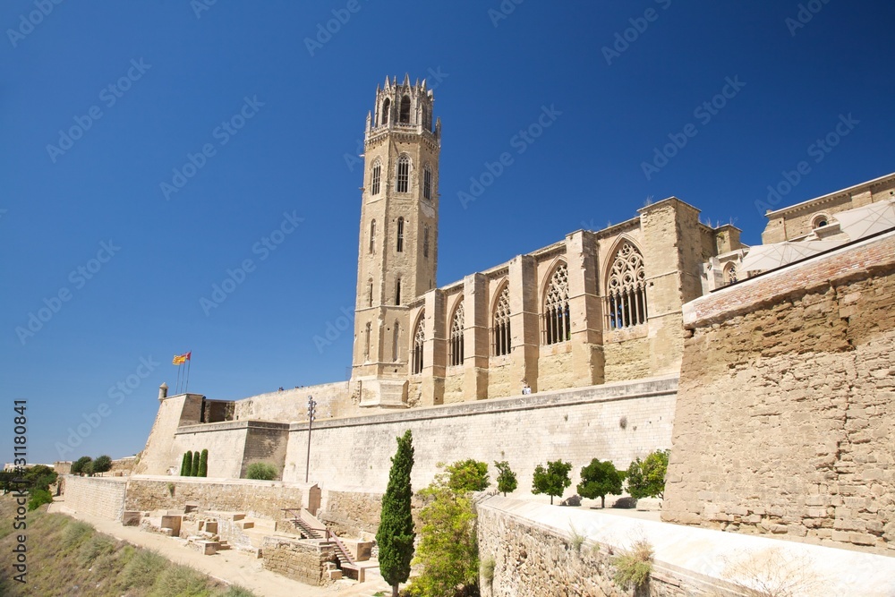 landscape of cathedral at Lleida city
