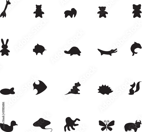 Set of black animals