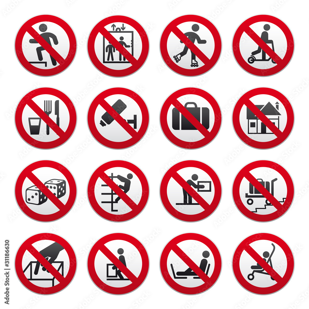 Prohibited signs, set Prohibited signs, set