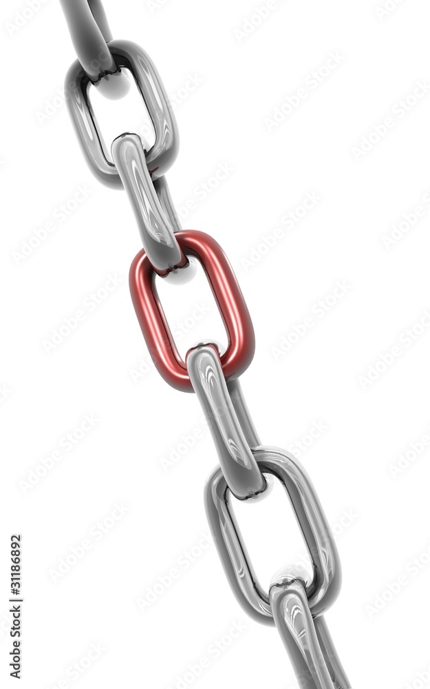 chaîne avec maillon rouge