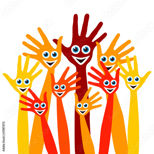 Hands with happy faces design.