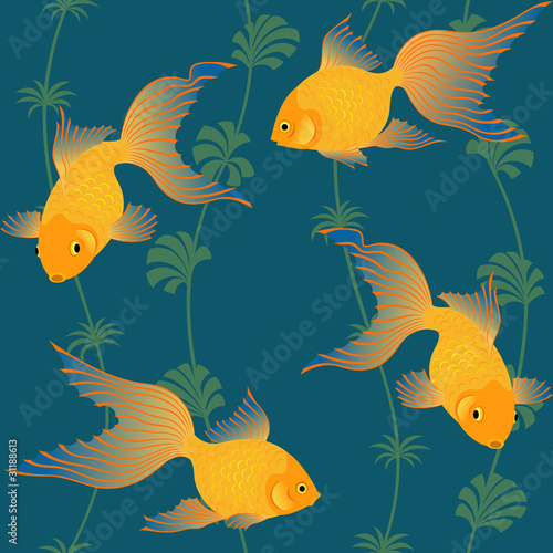 Gold fish seamless pattern