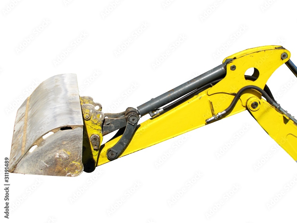 Godet de curage sur bras de pelleteuse Photos | Adobe Stock