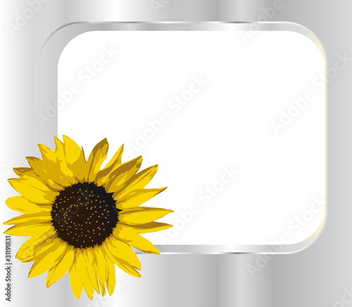 Sonnenblume auf Silberrahmen