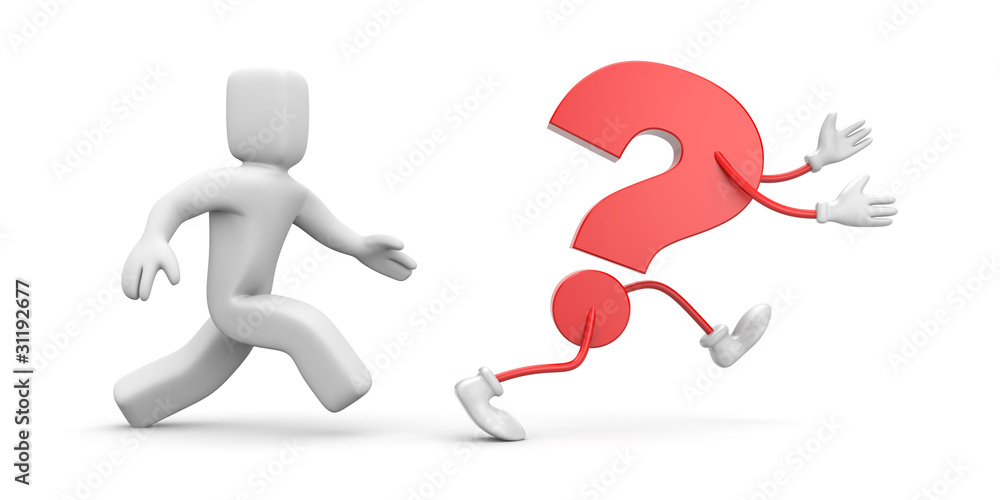 The person catches up a question The person catches up a question
