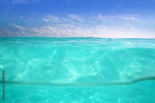 waterline caribbean sea underwater and blue sea © lunamarina